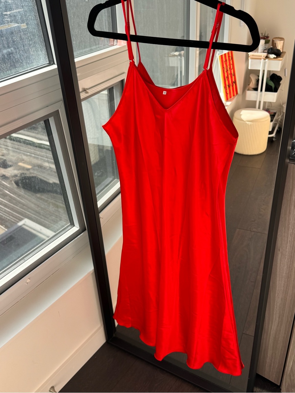 Vibrant Red Satin Slip Dress